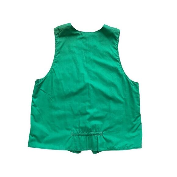 Vintage 70s styled line floral handmade green button down vest - Picture 2 of 4